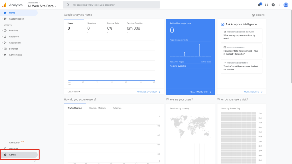 Google Analytics Admin section