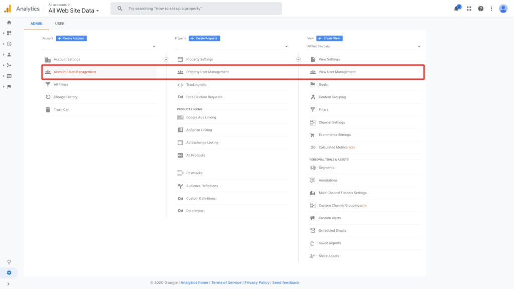 Google Analytics Account User Management