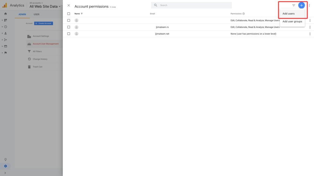 Google Analytics - Add User