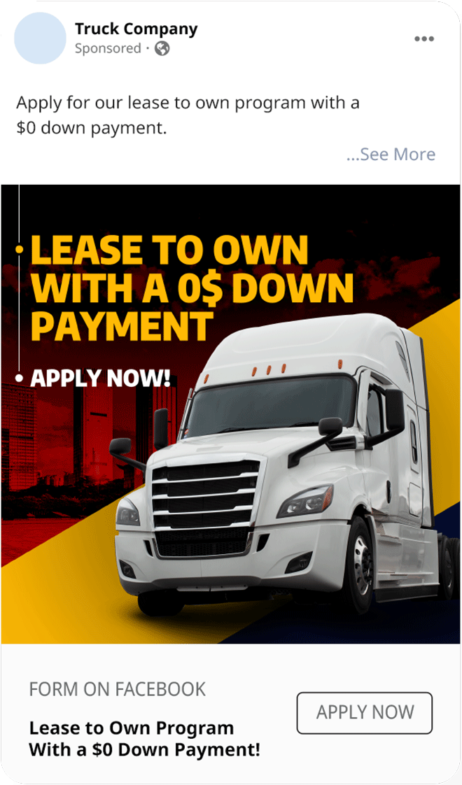 Social media lease to own leads generation